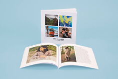 High-quality photo book, soft cover in square format, paperback character